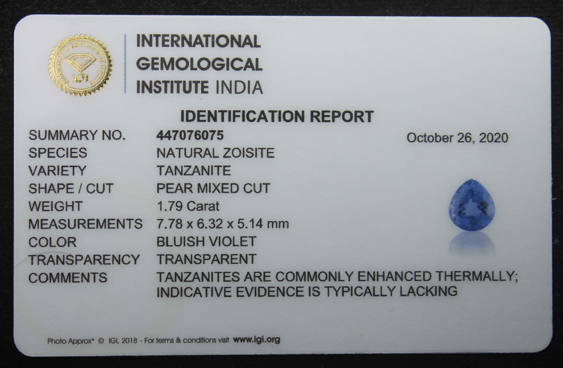 Tanzanite, 1.79 Ct - Image 5 of 5