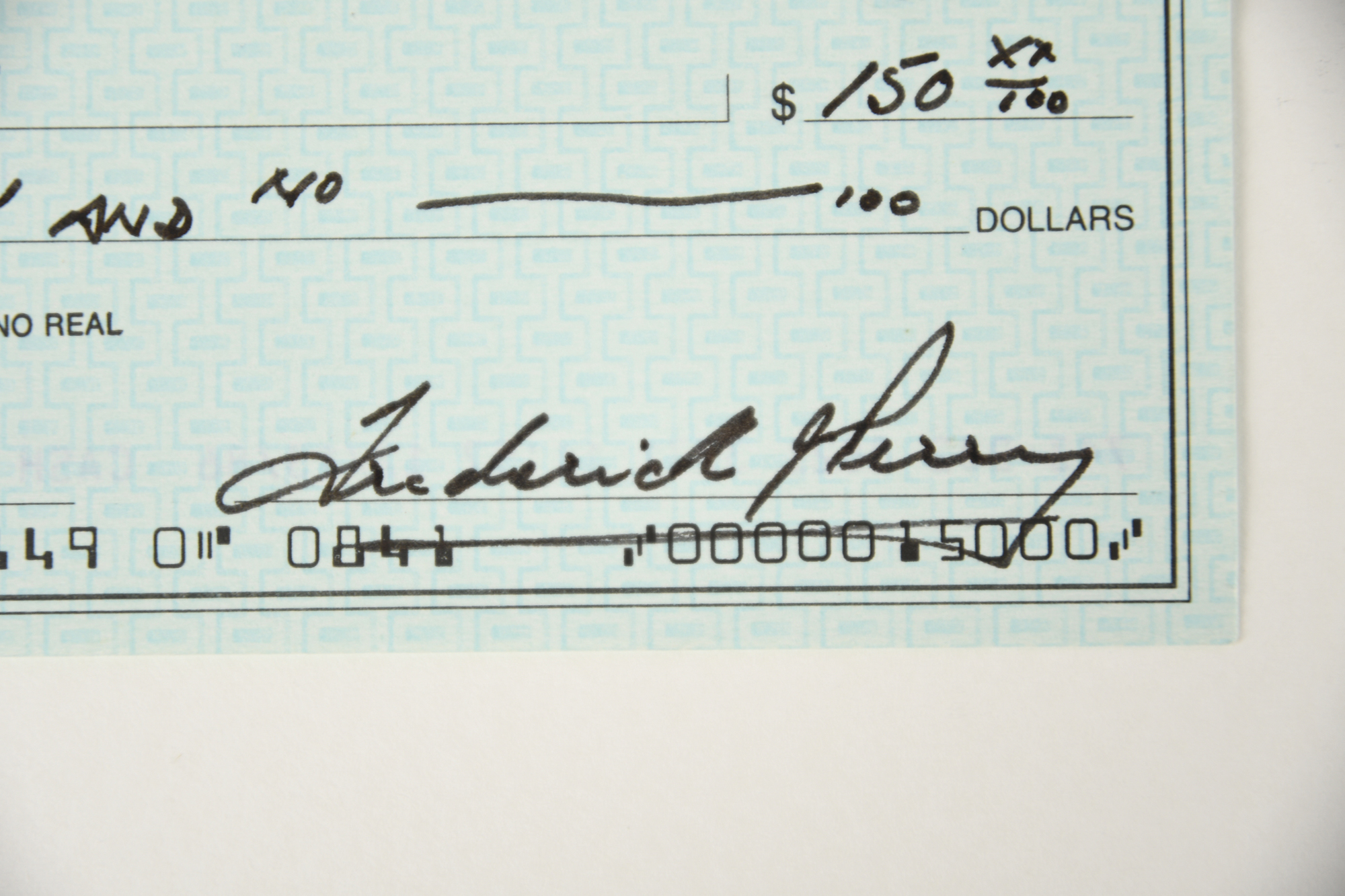 FRED PERRY Original signature on cheque. - Image 2 of 2