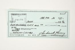 FRED PERRY Original signature on cheque.