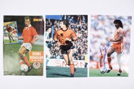 JOHAN CRUYFF (1947 - 2016) R GULLIT & D BERGKAMP Original signatures.