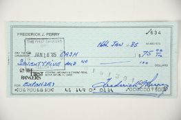FRED PERRY Original signature on cheque.