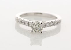 18k White Gold Stone Set Shoulders Diamond Ring 0.91 Carats