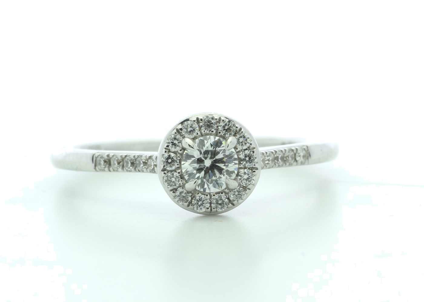 18k White Gold Halo Set Diamond Ring 0.38 Carats