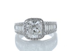 18k White Gold Halo Set Ring 3.14 Carats