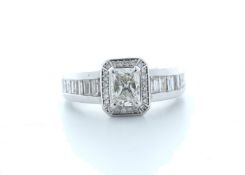 18k White Gold Flawless Radiant Diamond With Halo Setting Ring 2.17 (0.95) Carats