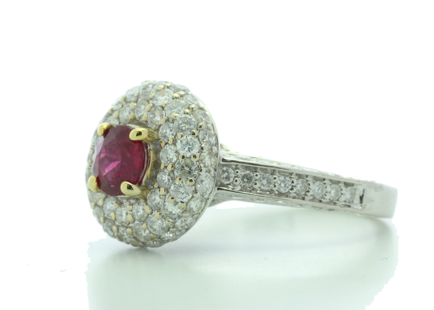 18k White Gold Cluster Diamond And Ruby Ring (R0.73) 1.90 Carats - Image 2 of 5