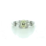 Platinum Oval Fancy Yellow Diamond Ring (0.70) 1.13 Carats