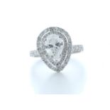 18k White Gold Single Stone With Halo Setting Ring 1.71 (1.27) Carats