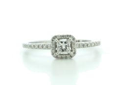 18k White Gold Halo Set Diamond Ring 0.33 Carats