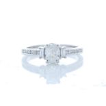 18k White Gold Stone Set Shoulders Diamond Ring 0.74 Carats