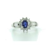 Platinum Cluster Diamond And Sapphire Ring (S0.60) 0.67 Carats