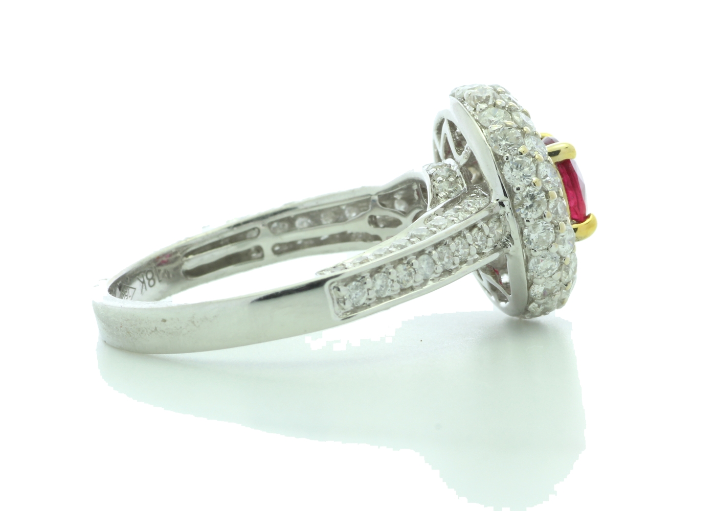 18k White Gold Cluster Diamond And Ruby Ring (R0.73) 1.90 Carats - Image 4 of 5