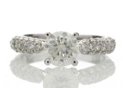 18k White Gold Claw Set With Stone Set Shoulders Diamond Ring 1.58 Carats