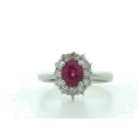 Platinum Diamond And Ruby Ring (R1.10) 0.35 Carats