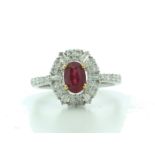 18k White Gold Cluster Diamond And Ruby Ring (R0.86) 0.80 Carats