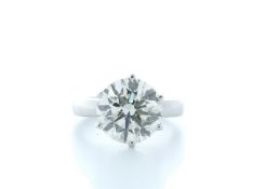 18k White Gold Single Stone Prong Set Diamond Ring 6.10 Carats