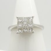 A certificated 0.75ct princess-cut diamond invisible-set checkerboard ring in 18ct white gold