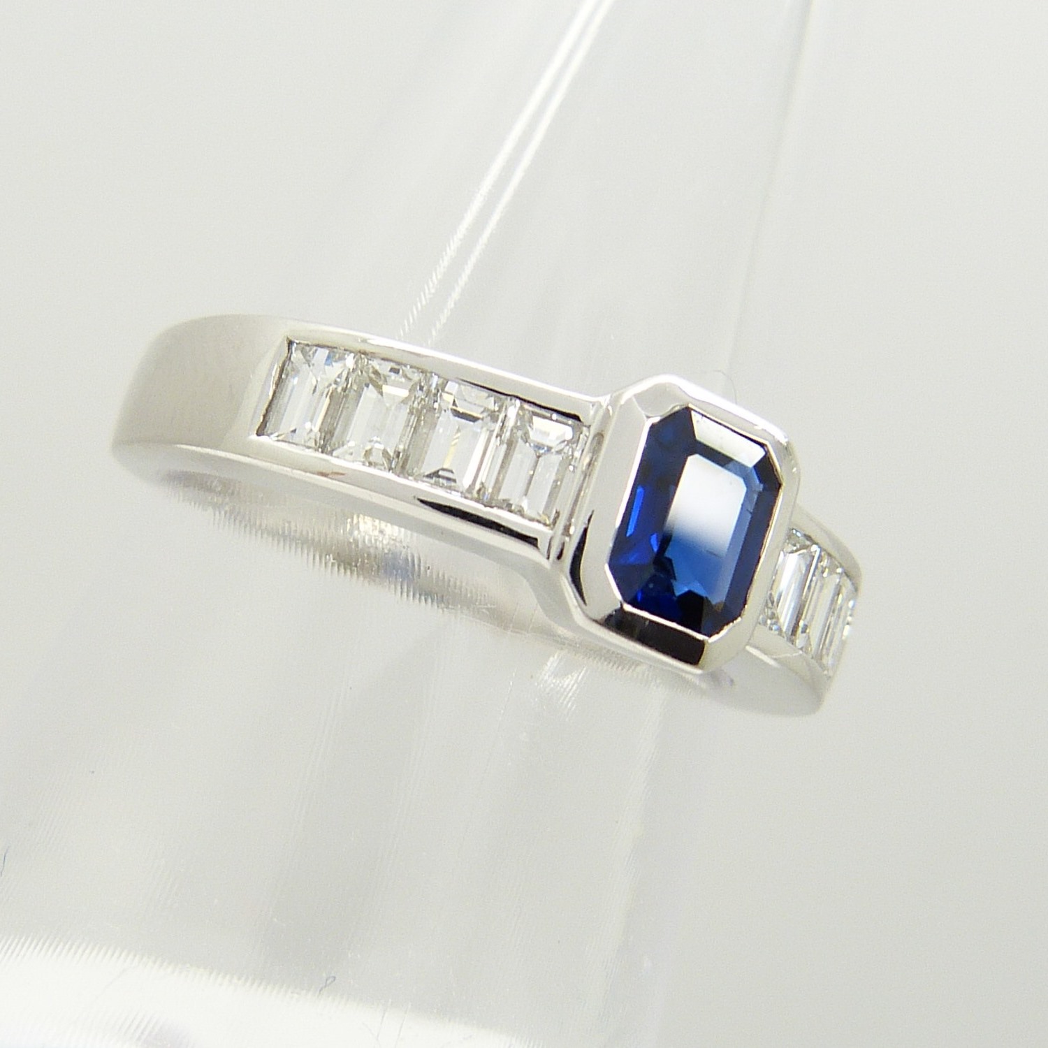 18ct white gold step-cut, sapphire and baguette-cut diamond dress ring - Image 6 of 6