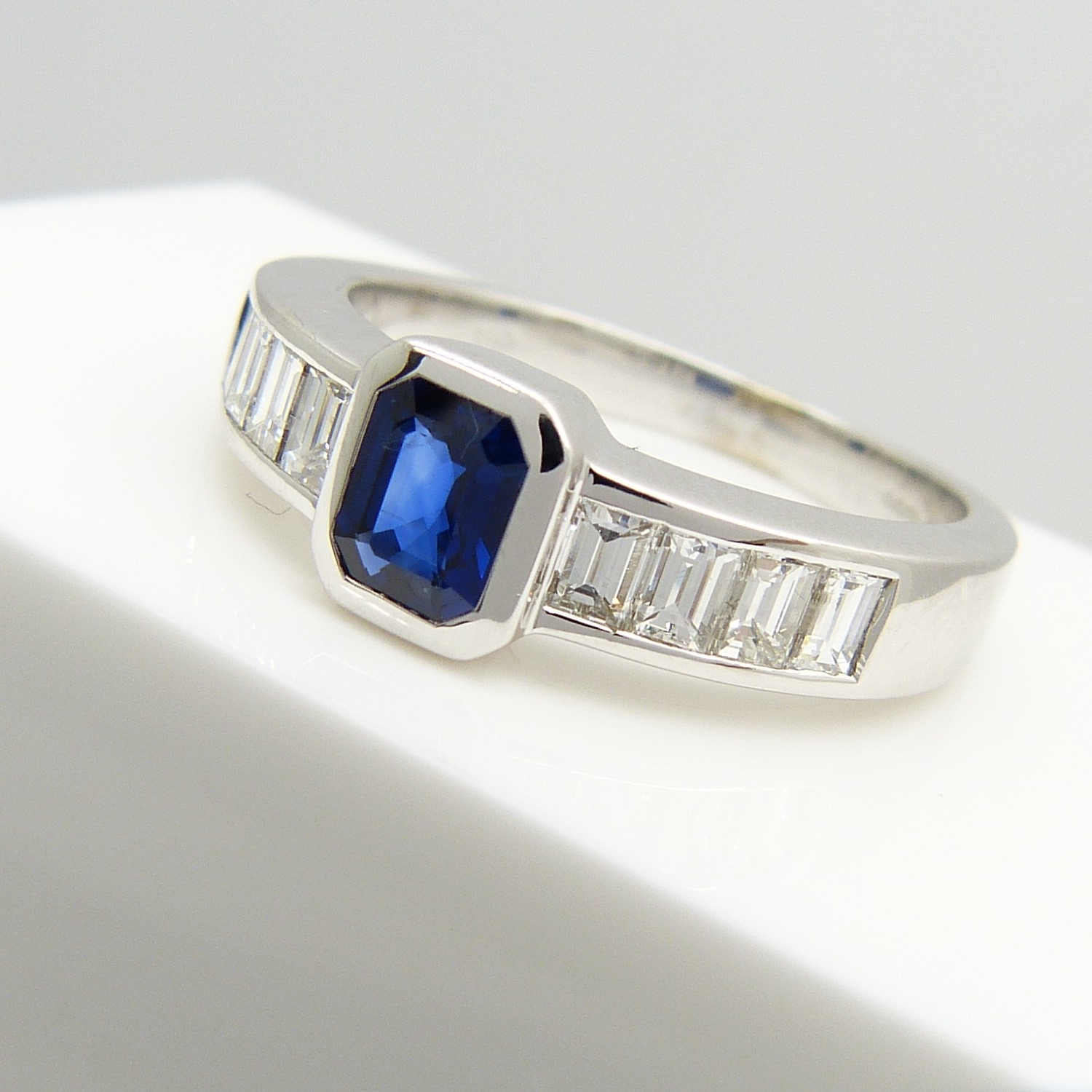 18ct white gold step-cut, sapphire and baguette-cut diamond dress ring - Image 3 of 6