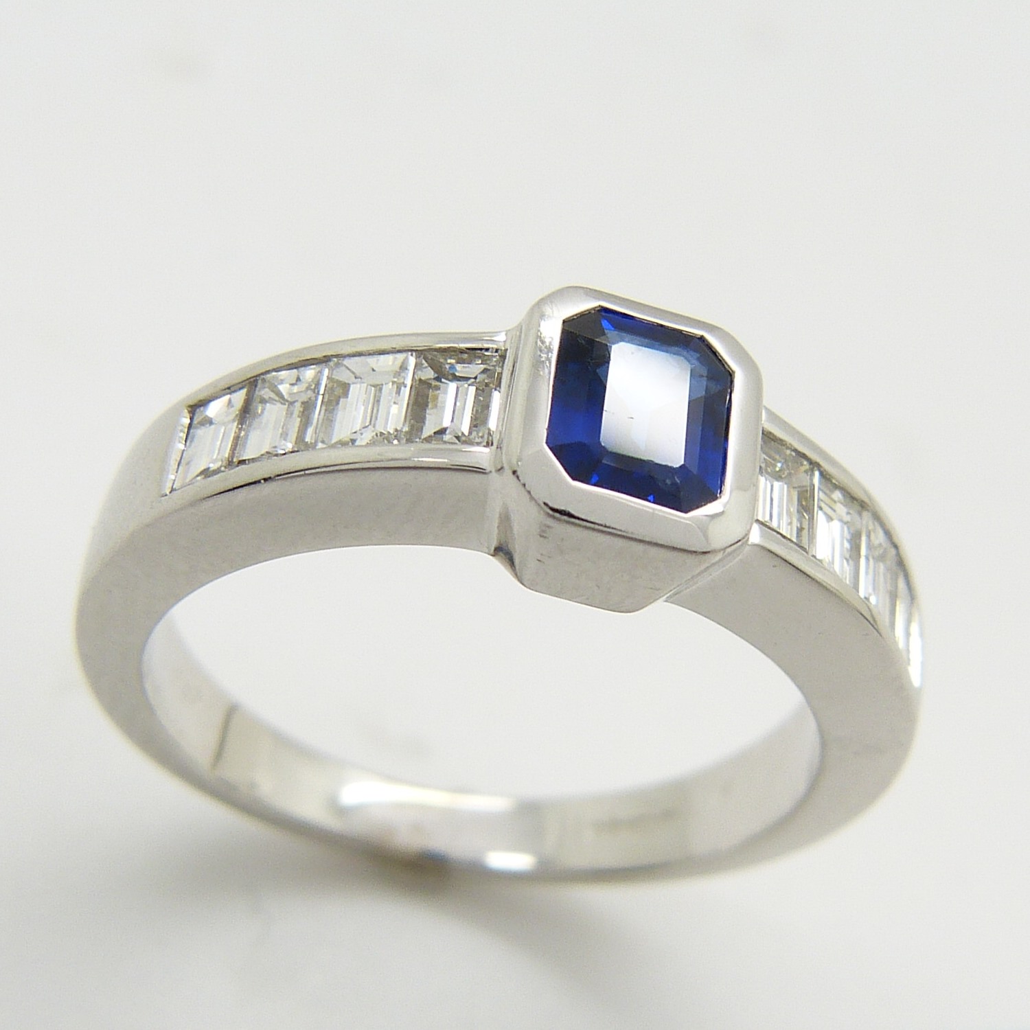 18ct white gold step-cut, sapphire and baguette-cut diamond dress ring - Image 4 of 6
