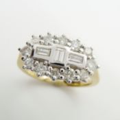 An 18ct yellow and white gold 0.75 carat natural diamond fancy cluster ring