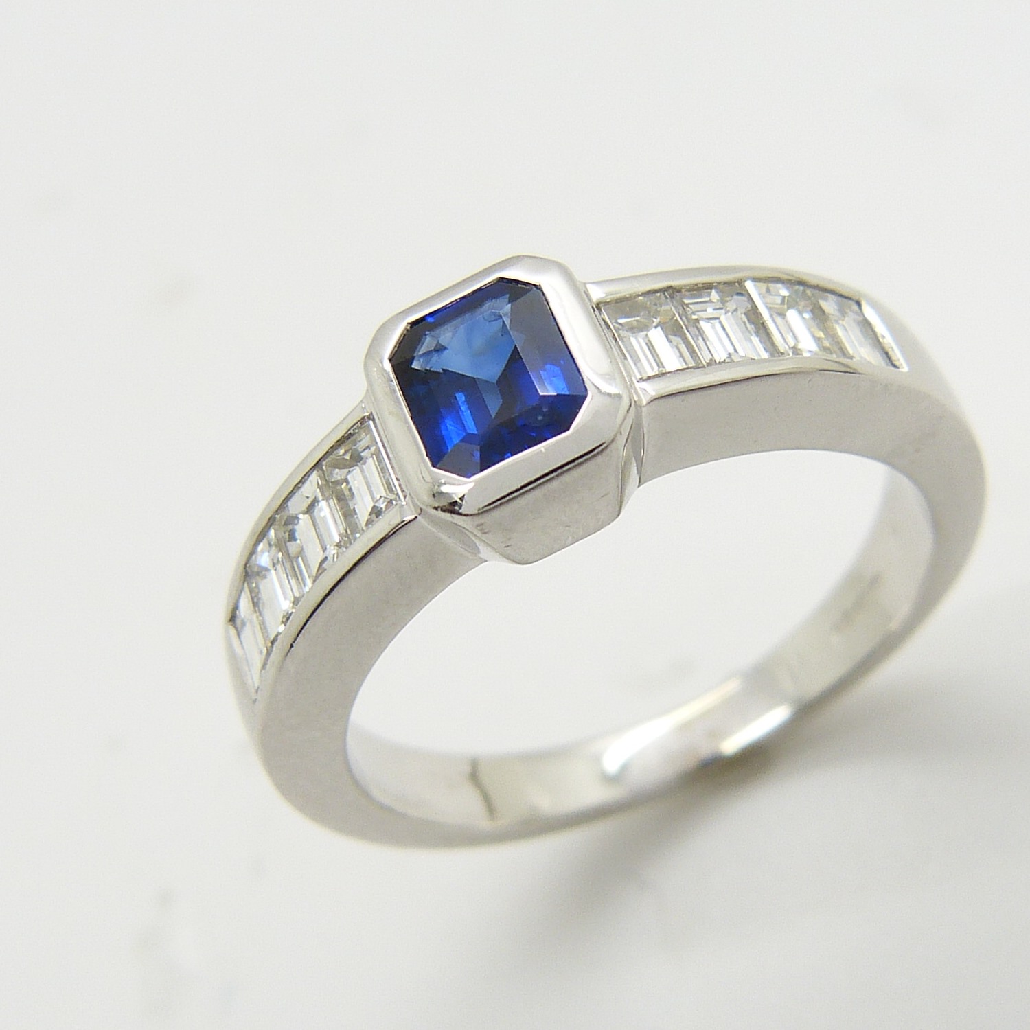 18ct white gold step-cut, sapphire and baguette-cut diamond dress ring - Image 5 of 6