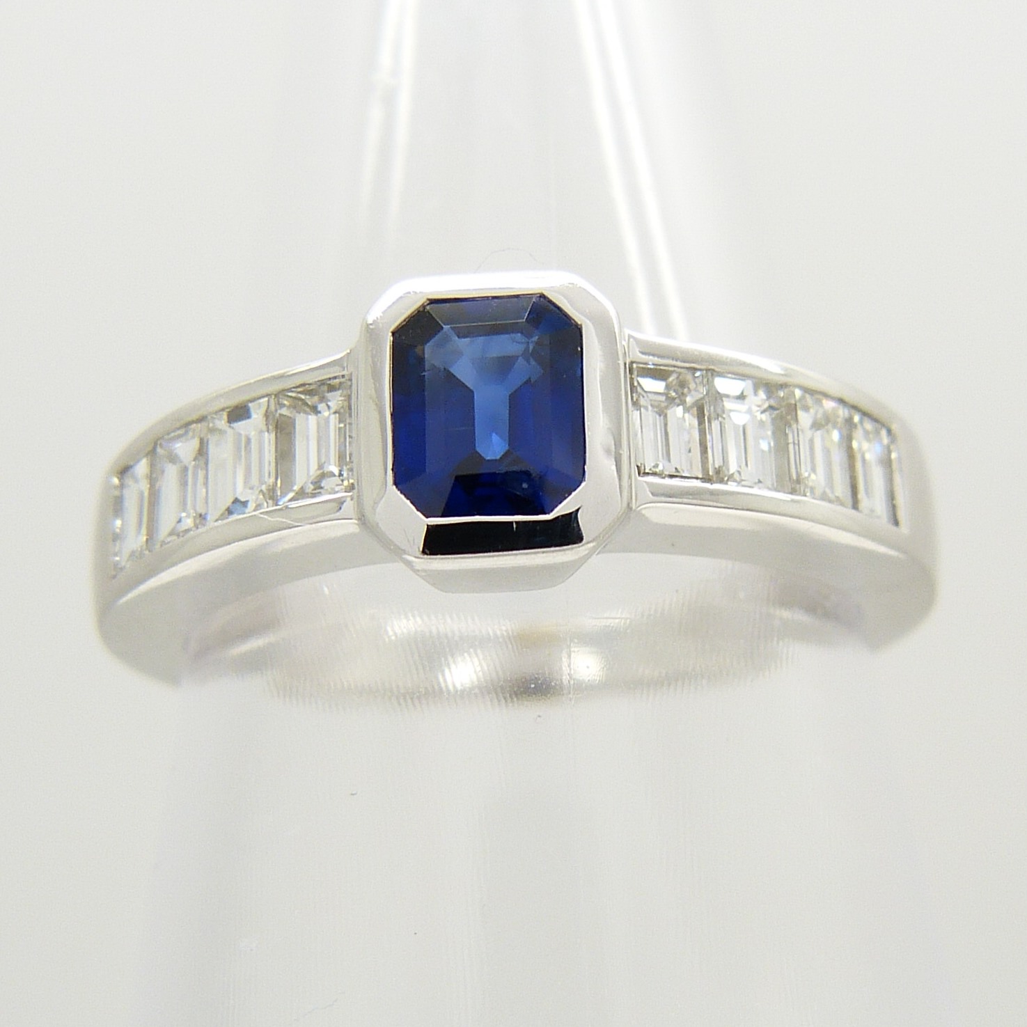 18ct white gold step-cut, sapphire and baguette-cut diamond dress ring - Image 2 of 6