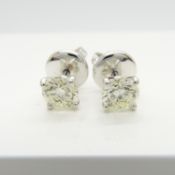 A pair of WGI certified 1.02 carat round brilliant-cut diamond studs in 18ct white gold