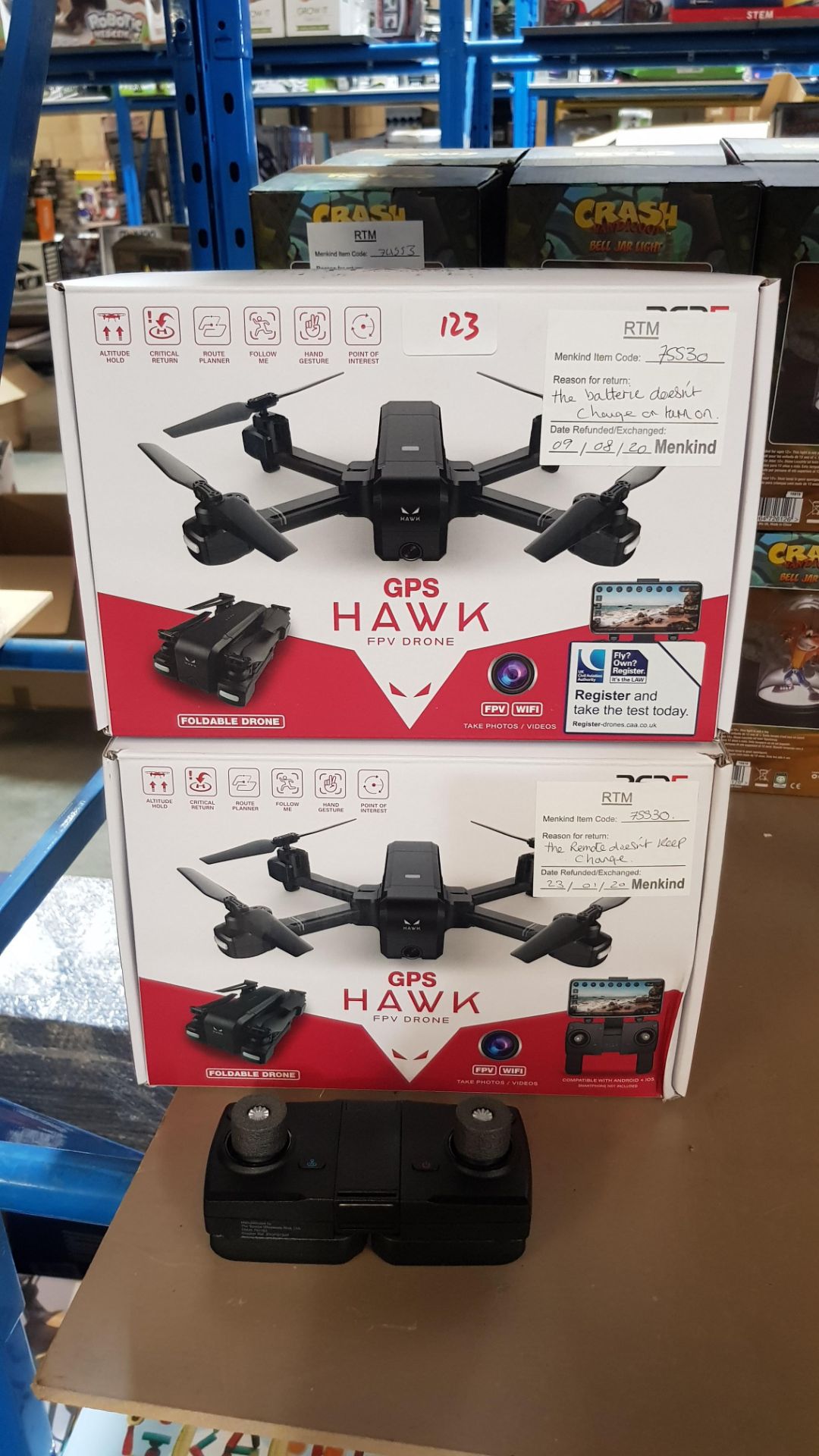 (R3N) 3 Items. 2x Red5 GPS Hawk FPV Drone. 1x Extra Controller. (All With RTM Stickers) - Image 6 of 6