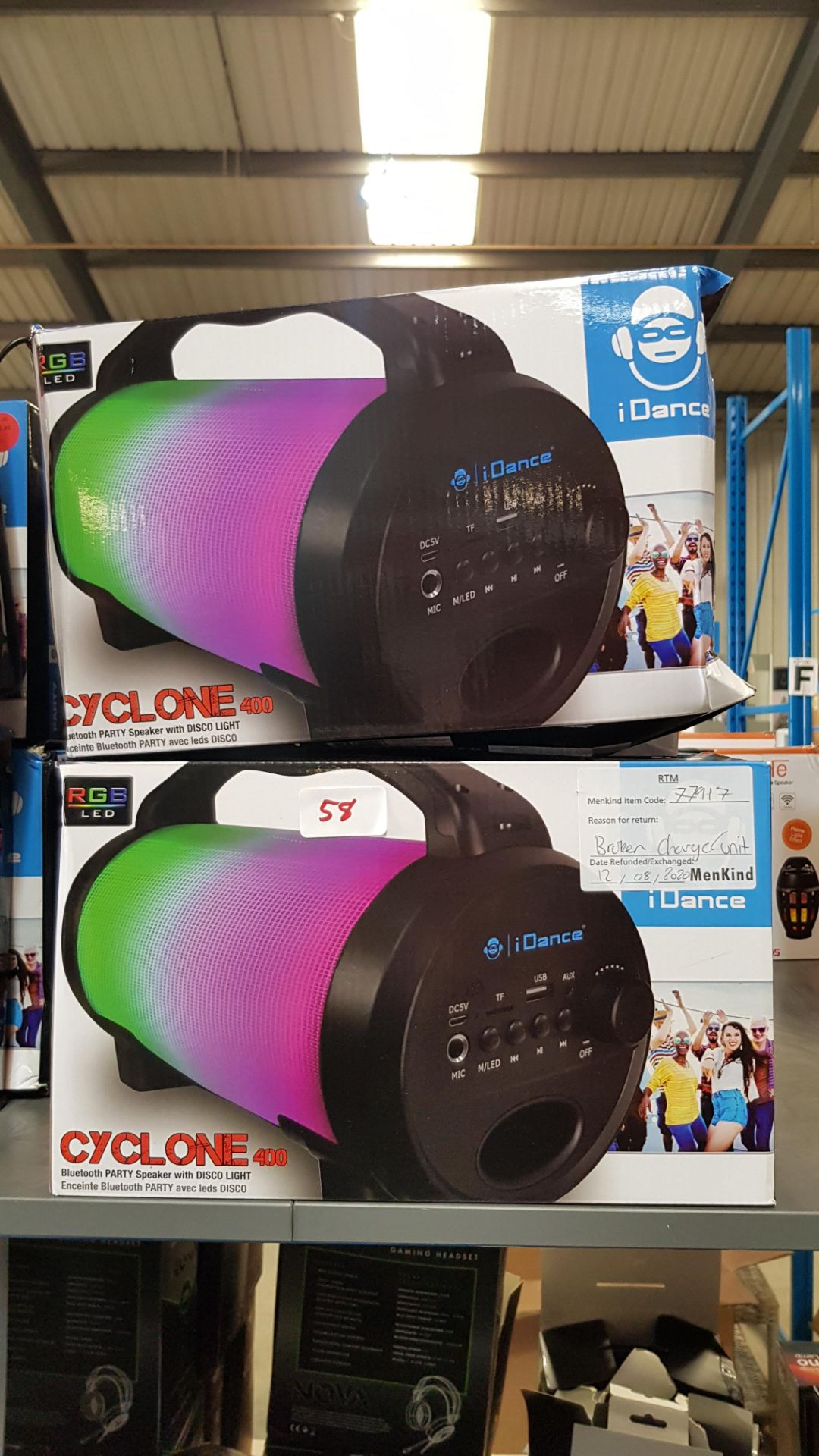 (R3F) 4x iDance Cyclone 400 Bluetooth Party Speaker With Disco Light. (All With RTM Stickers) - Image 2 of 2