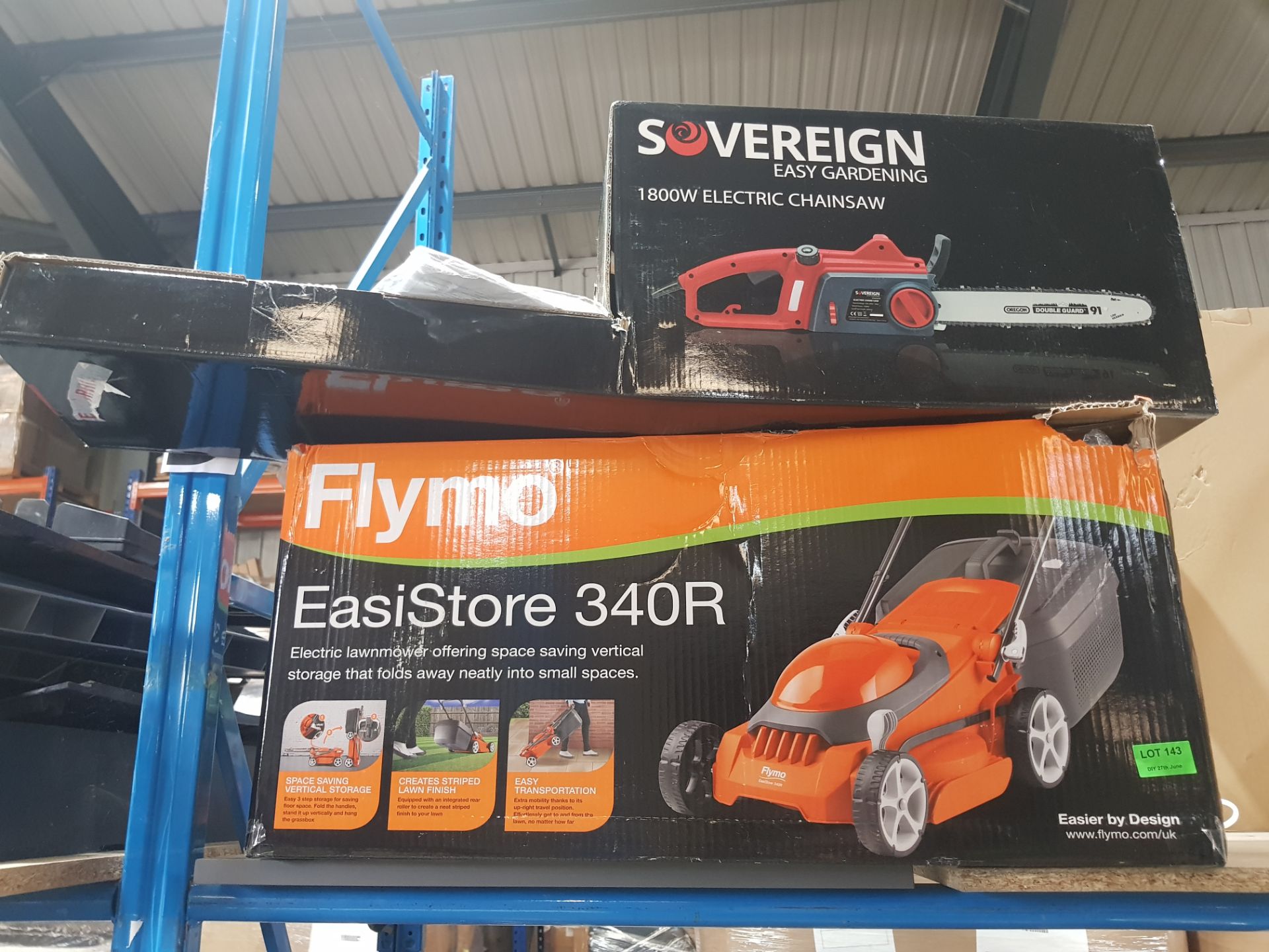 (R9C) 2 Items. 1x Flymo Easistore 340R Electric Lawnmower. 1x Sovereign 1800W Electric Chainsaw. - Image 2 of 2