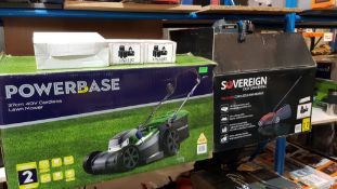 (R7B) 2 Items. 1x Powerbase 37cm 40C Cordless Lawn Mower (With 2x battery & 1x Charger) RRP £199.