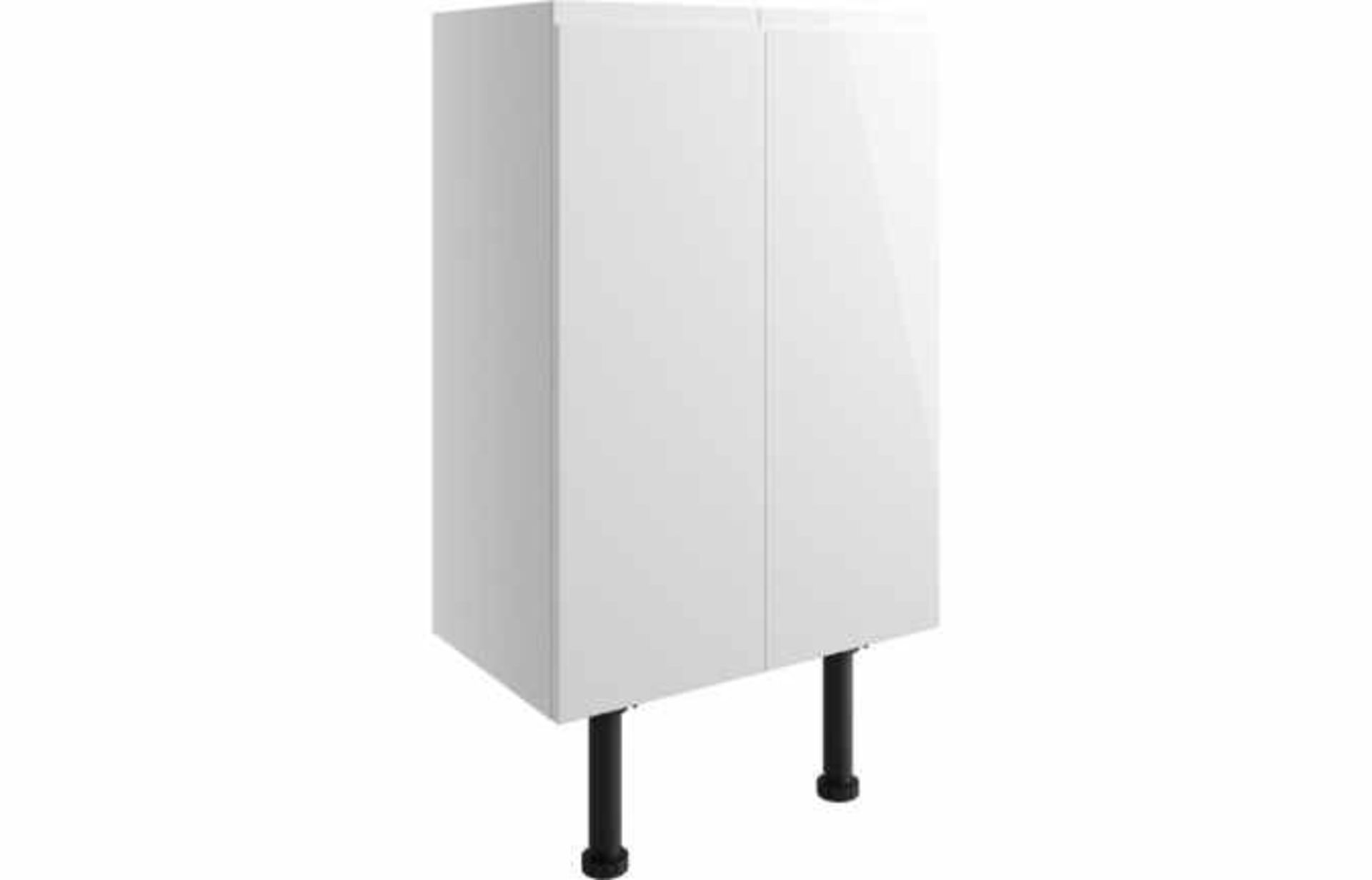 New (Y108) 600mm - Valesso 2 Door Base Unit - White Gloss. Durable 18mm Cabinet, Sides And Back... - Image 2 of 2
