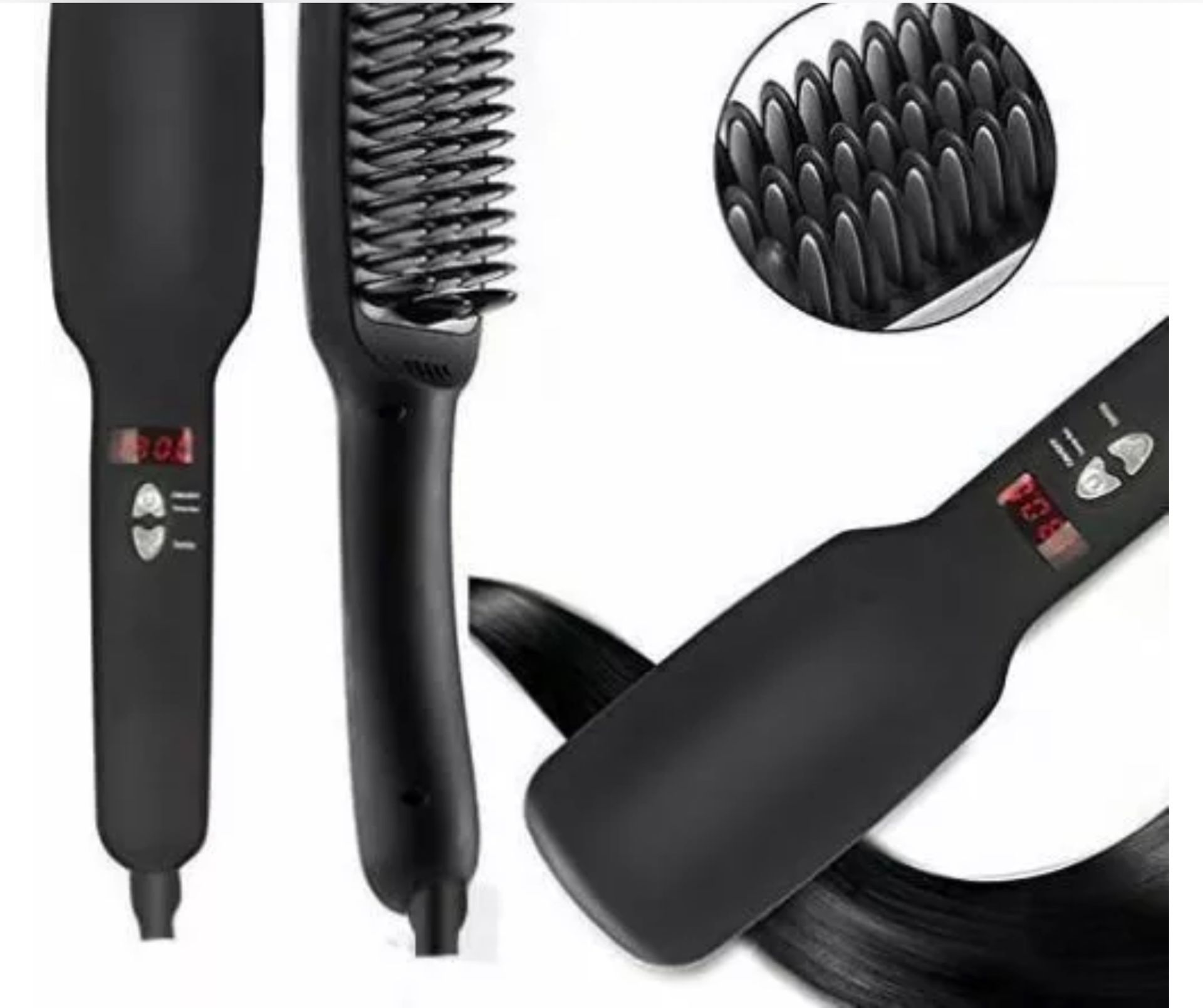 Brand New Ptc Hair Straightening Heating Ionic Brush - Black