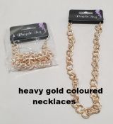 48 Heavy Gold Coloured Necklaces All Individually In Retail Packs