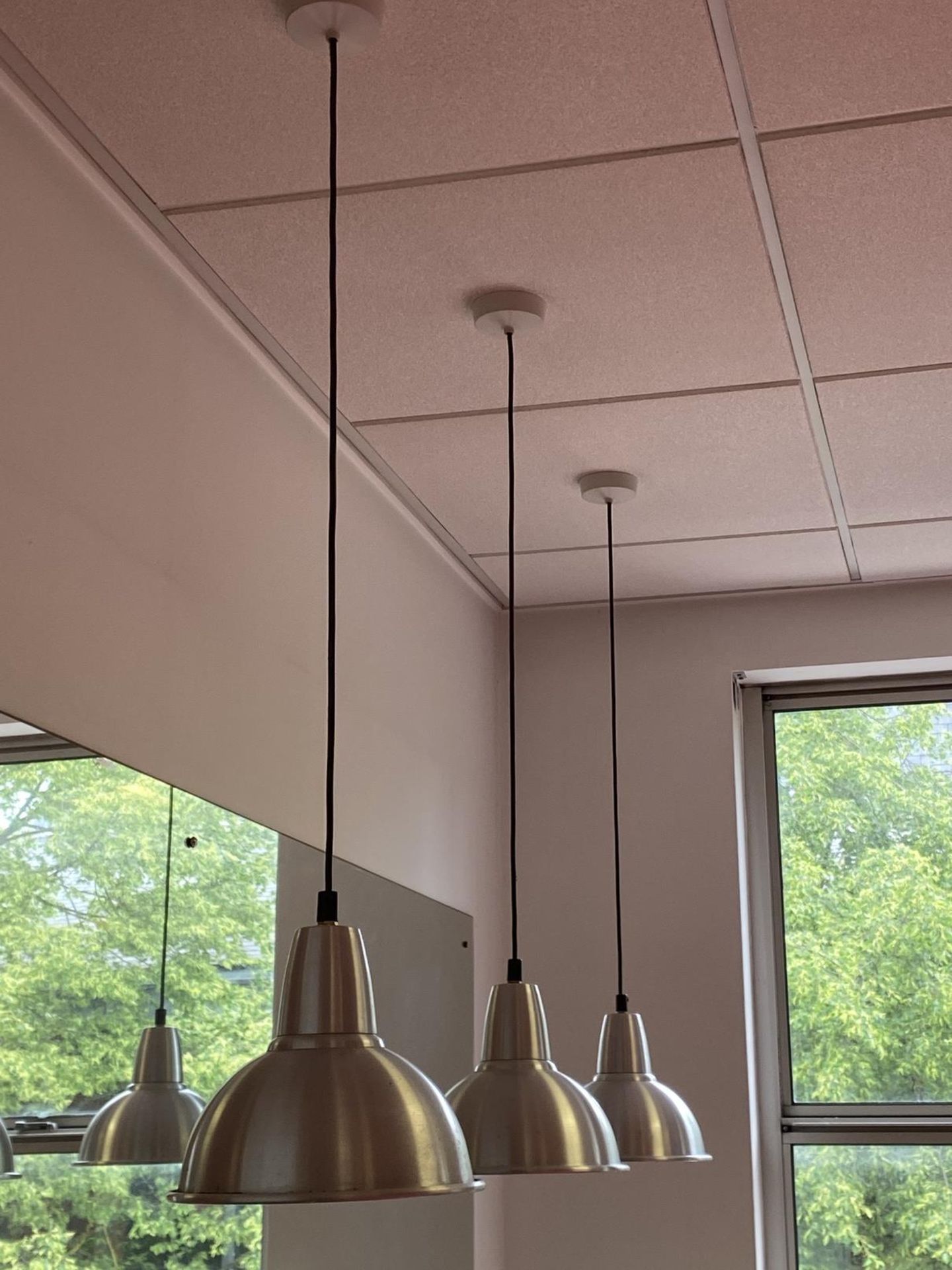 3 Brushed aluminium Hanging pendulum lights - Image 3 of 3