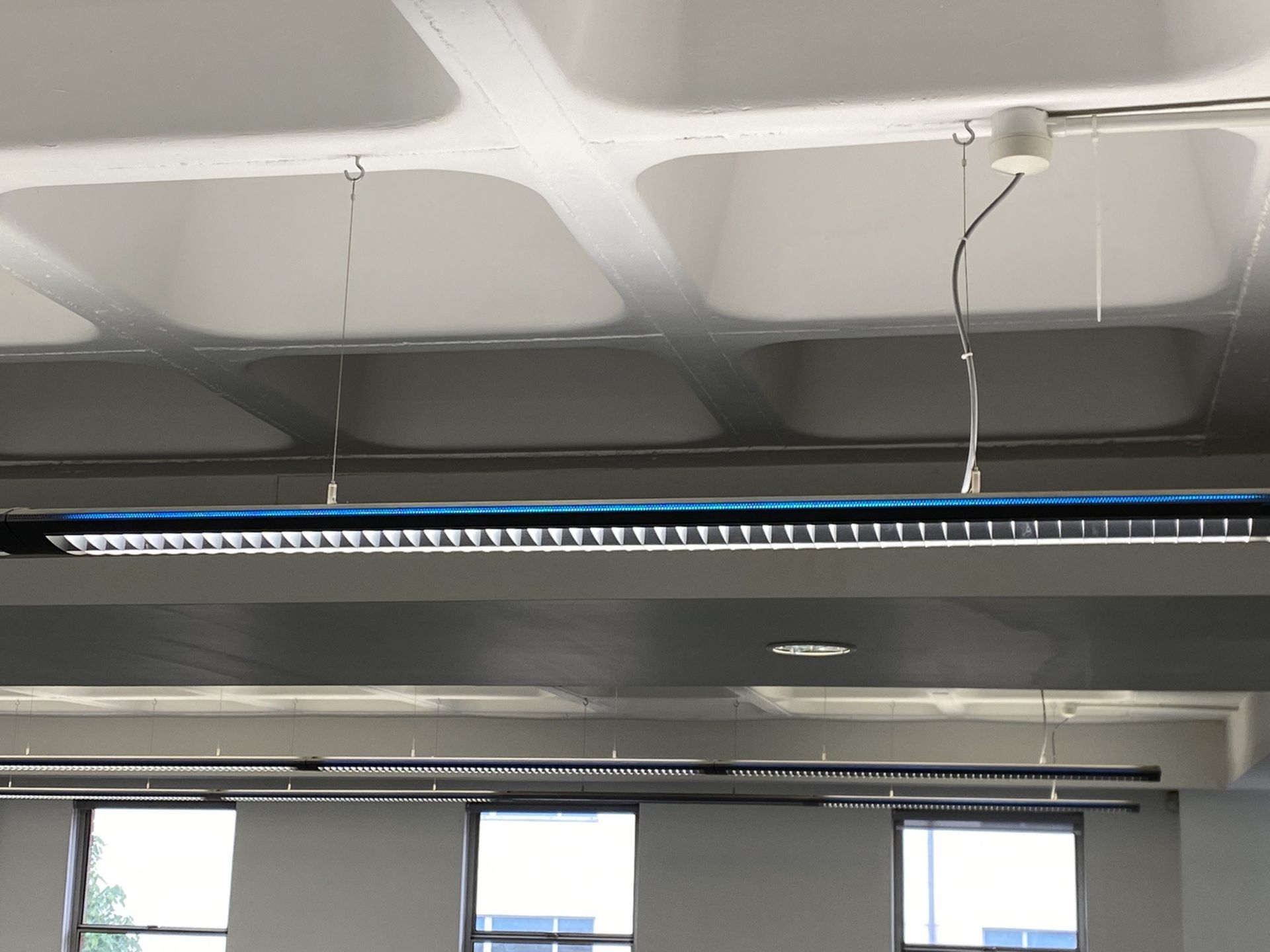 Modern Suspended strip lighting 10 sections.