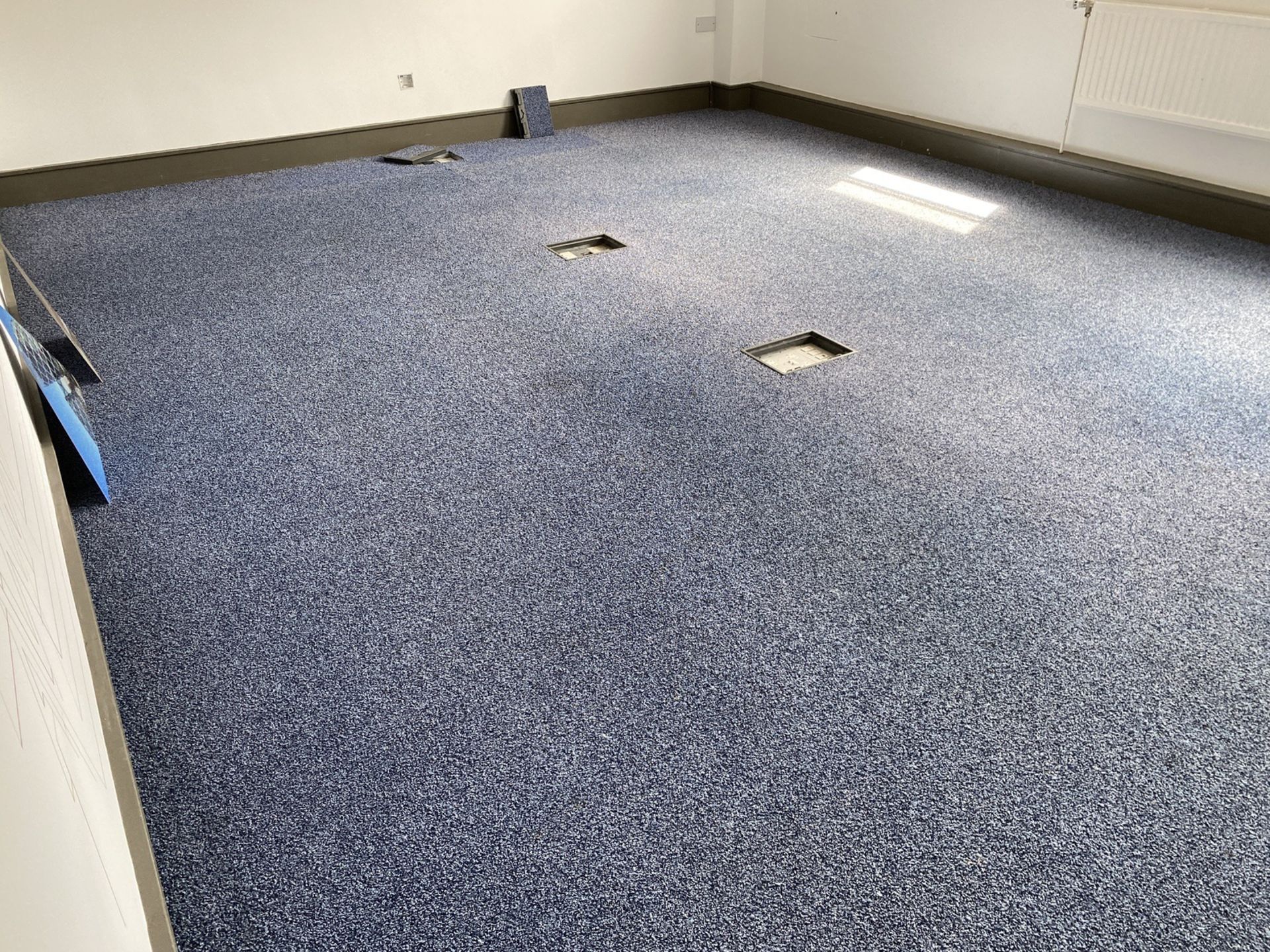 Blue carpet tiles 6.2m x 4.4m