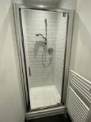 Complete Shower Cubicle with door shower mount , mixer, hose, head and tray.