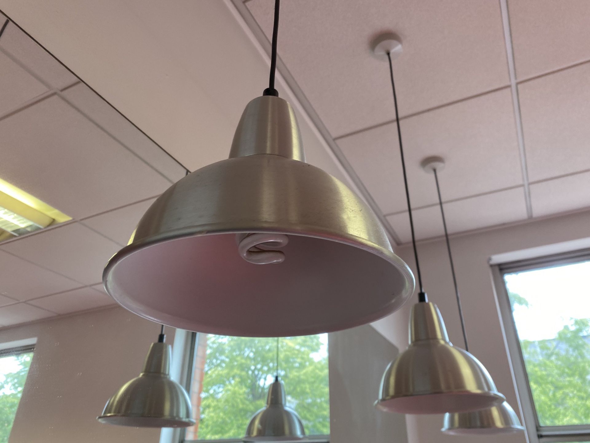 3 Brushed aluminium Hanging pendulum lights - Image 2 of 3