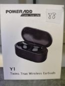 Power Add Y1 Twins True Wireless Earbuds Grade U RRP £25