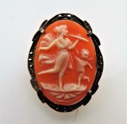 Antique Sterling Silver Cameo Brooch