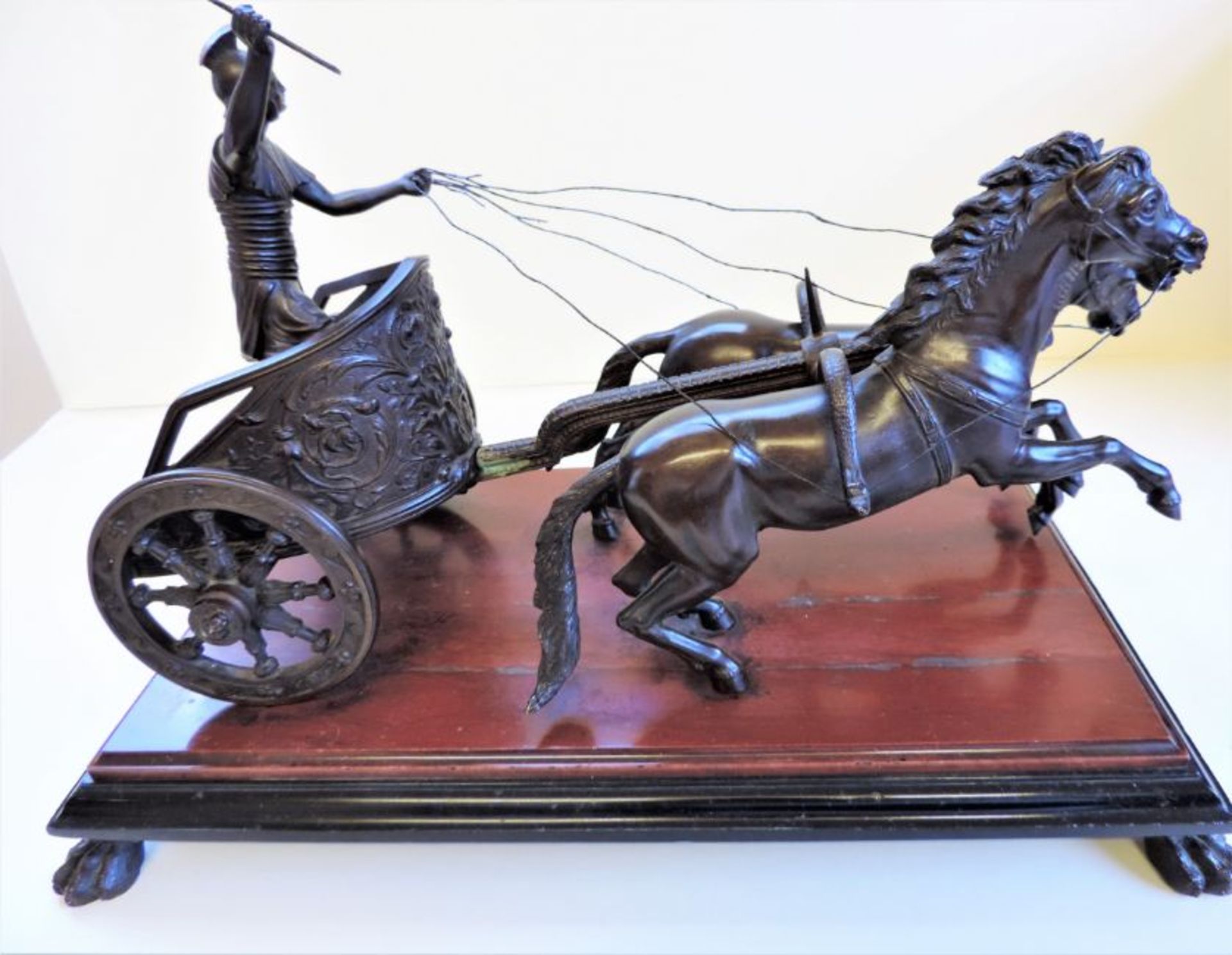 Antique French Bronze Sculpture Roman Charioteer on Marble Base c.1850's - Image 5 of 9