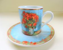 Goebel Artis Orbis V. Van Gogh Coquelicots Demitasse Expresso Cup & Saucer