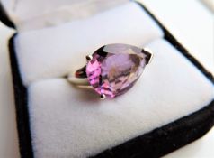 Sterling Silver Ring 5 carat Amethyst Modernist Statement Ring