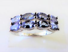 Sterling Silver 2.8ct Tanzanite Cluster Ring