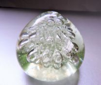 Vintage Art Glass Paperweight with Large Bubbles