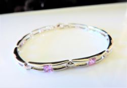 Sterling Silver 2.8 carat Pink Topaz Bracelet