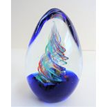 Spiral Swirl Egg Shape Art Glass Paperweight