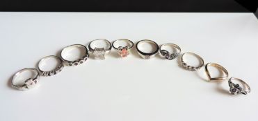 10 x Sterling Silver Rings Amethyst, Topaz, Sapphire etc